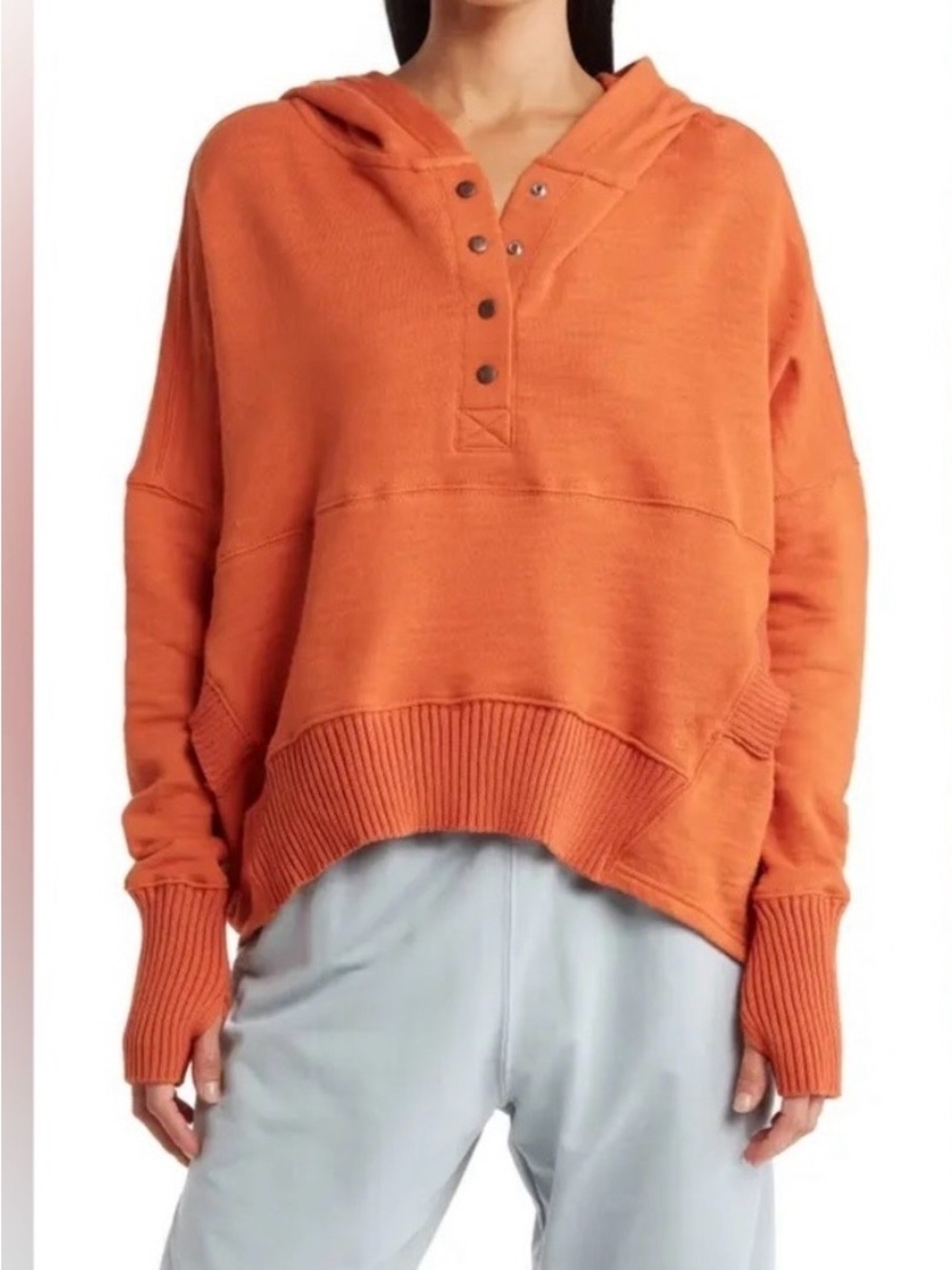 FP Movement by Free People Oversized Orange Hooded Sweatshirt